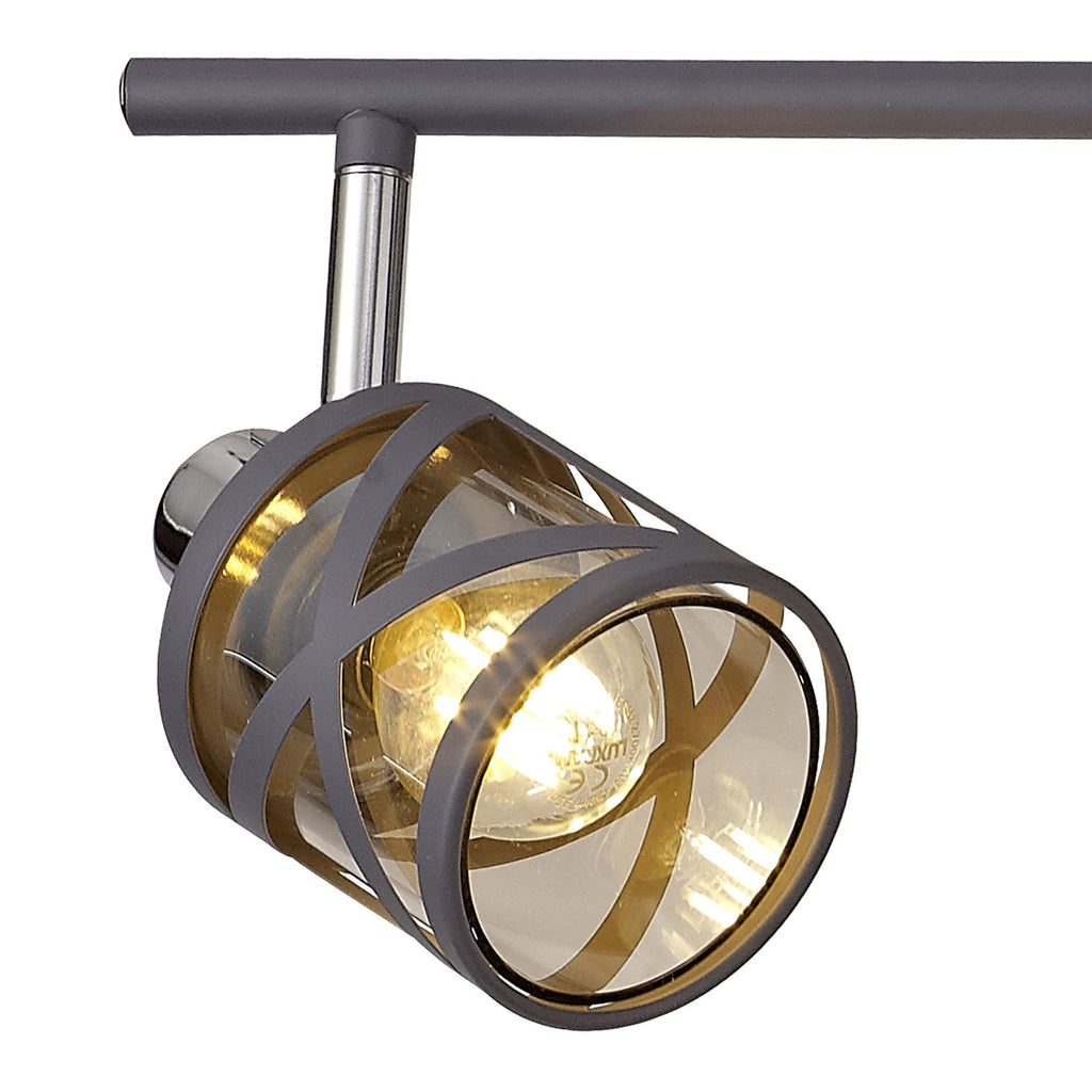 NL81139 Nivarna 4Bar  Light Spot Light Matt Grey/Polished Chrome/Cognac