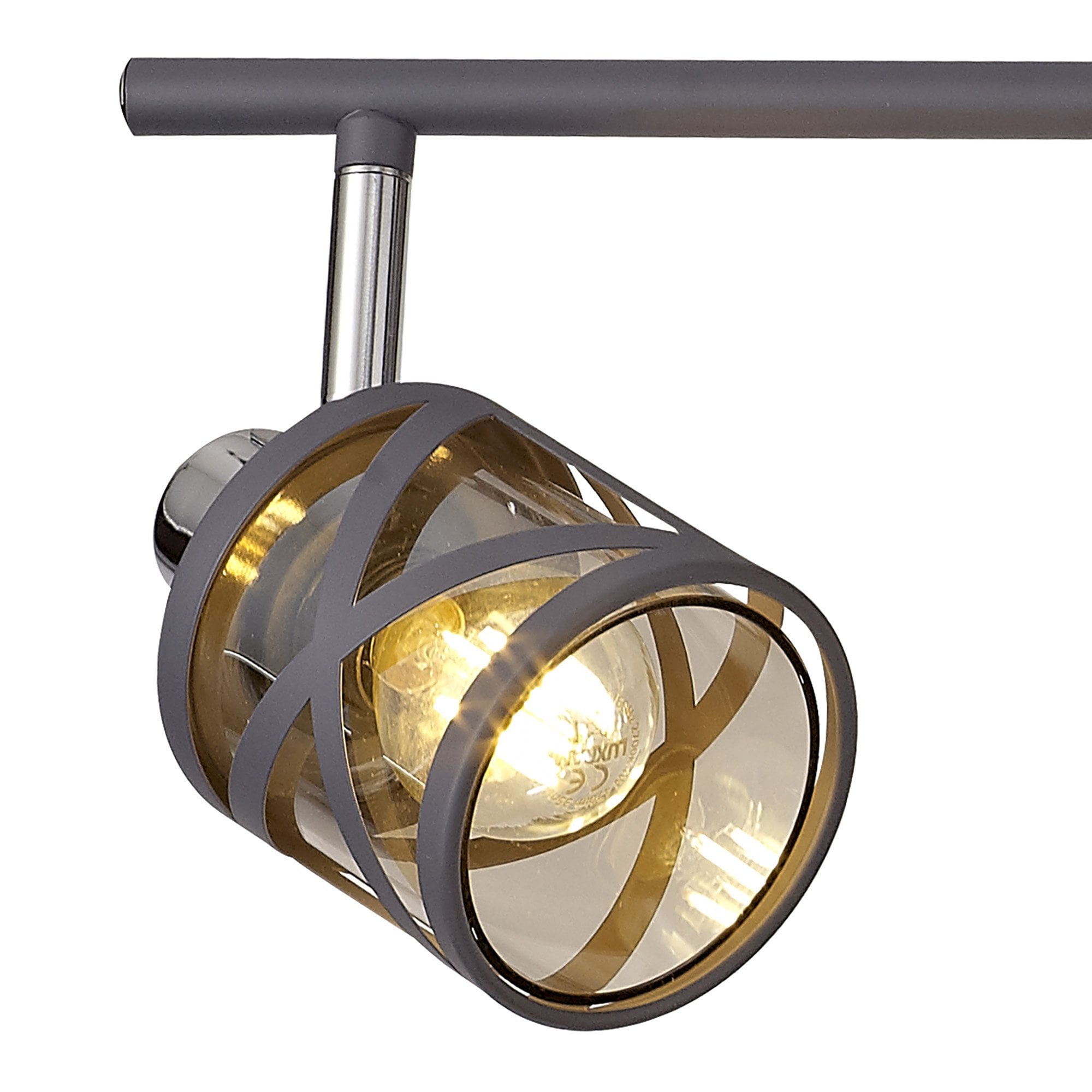 NL81139 Nivarna 4Bar  Light Spot Light Matt Grey/Polished Chrome/Cognac