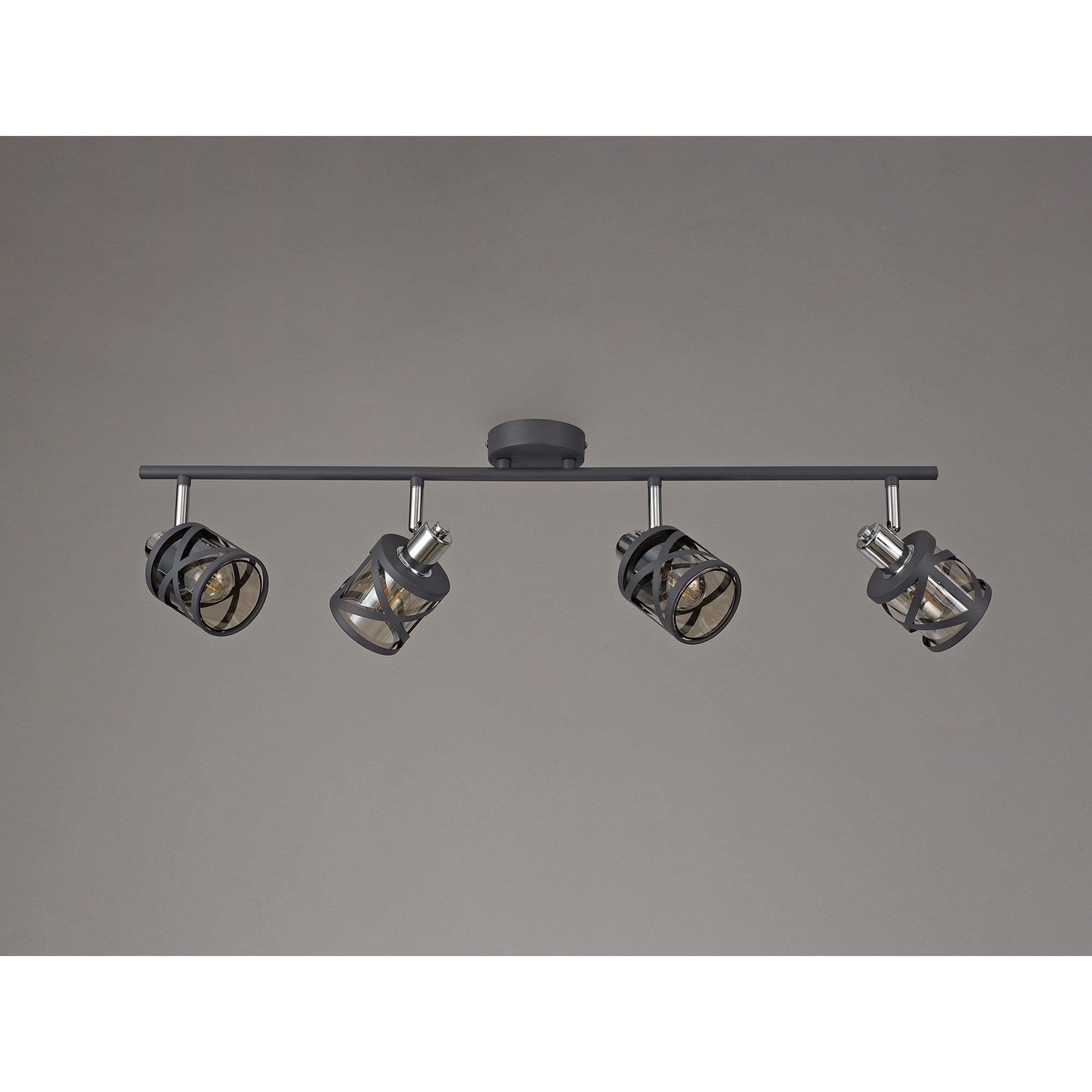 NL81139 Nivarna 4Bar  Light Spot Light Matt Grey/Polished Chrome/Cognac