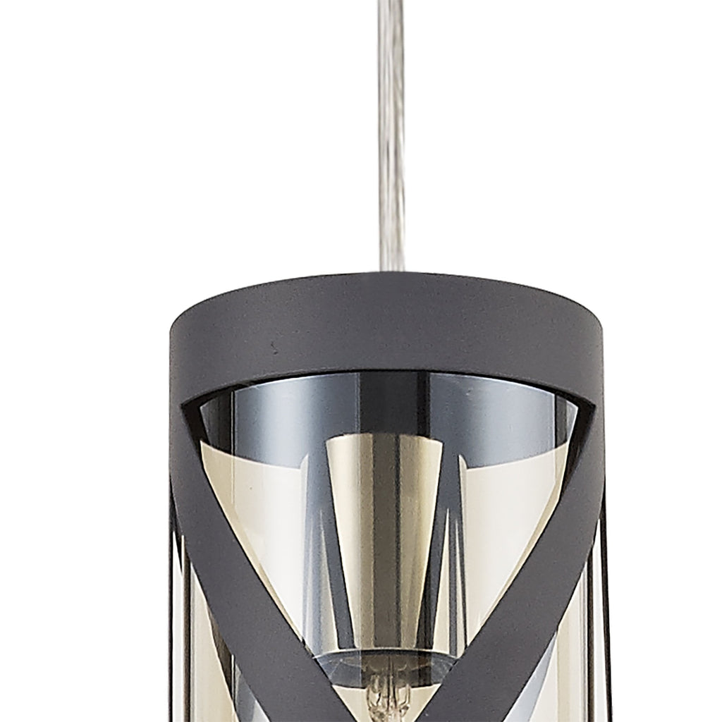 NL81149 Nivarna 1 Light Pendant Matt Grey/Polished Chrome/Cognac