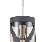 NL81149 Nivarna 1 Light Pendant Matt Grey/Polished Chrome/Cognac