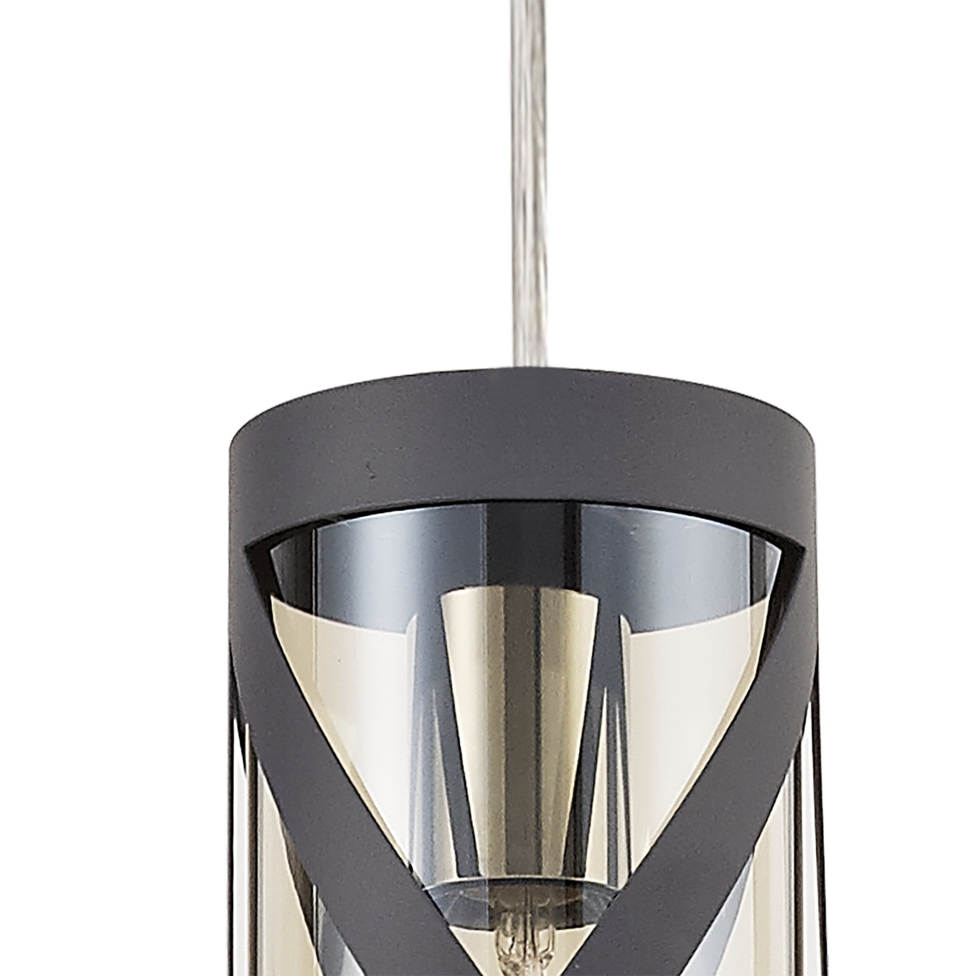 NL81149 Nivarna 1 Light Pendant Matt Grey/Polished Chrome/Cognac