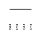 NL81159 Nivarna 4 Light Bar Linear Pendant Matt Grey/Polished Chrome/Cognac