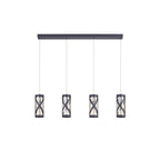 NL81159 Nivarna 4 Light Bar Linear Pendant Matt Grey/Polished Chrome/Cognac
