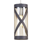 NL81159 Nivarna 4 Light Bar Linear Pendant Matt Grey/Polished Chrome/Cognac