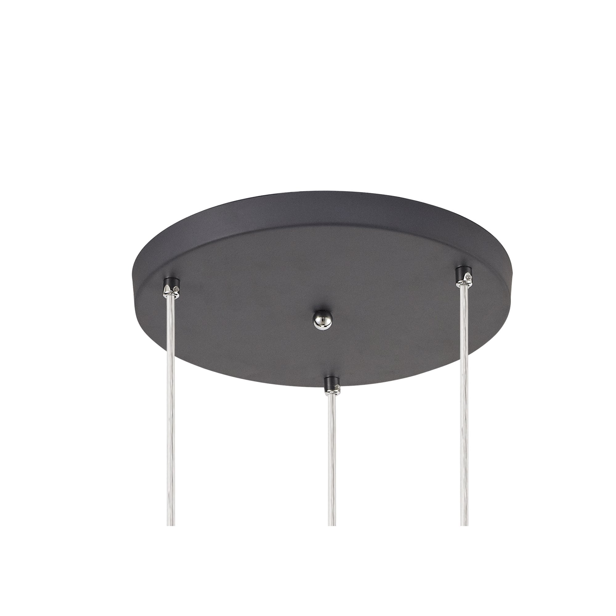 NL81169 Nivarna 3 Light Round Pendant Matt Grey/Polished Chrome/Cognac