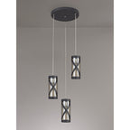 NL81169 Nivarna 3 Light Round Pendant Matt Grey/Polished Chrome/Cognac