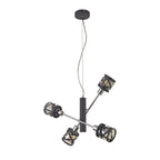 NL81179 Nivarna 4 Light Adjustable Pendant Matt Grey/Polished Chrome/Cognac