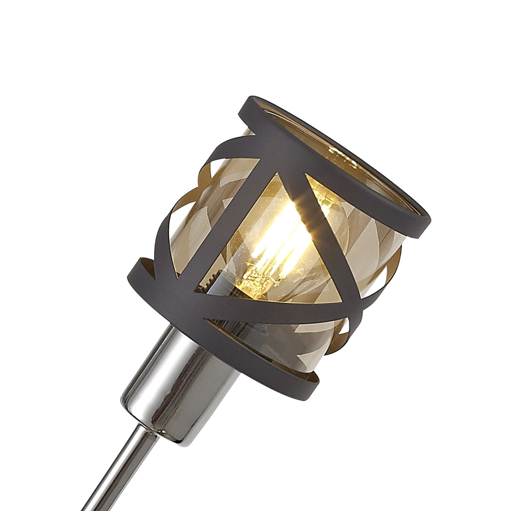 NL81179 Nivarna 4 Light Adjustable Pendant Matt Grey/Polished Chrome/Cognac