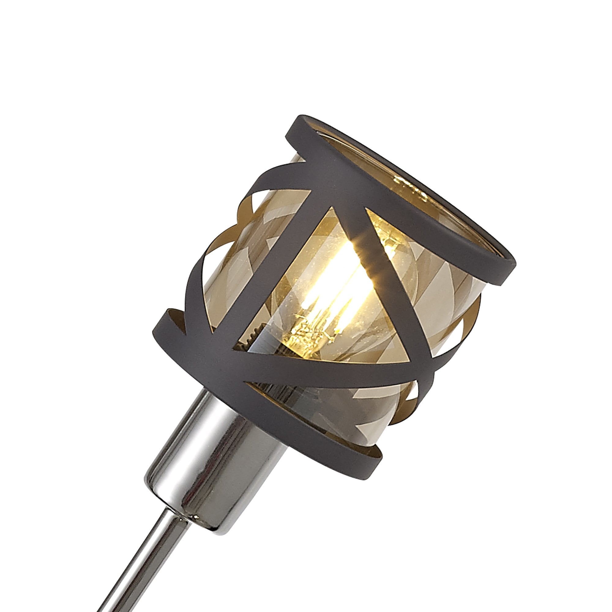 NL81179 Nivarna 4 Light Adjustable Pendant Matt Grey/Polished Chrome/Cognac