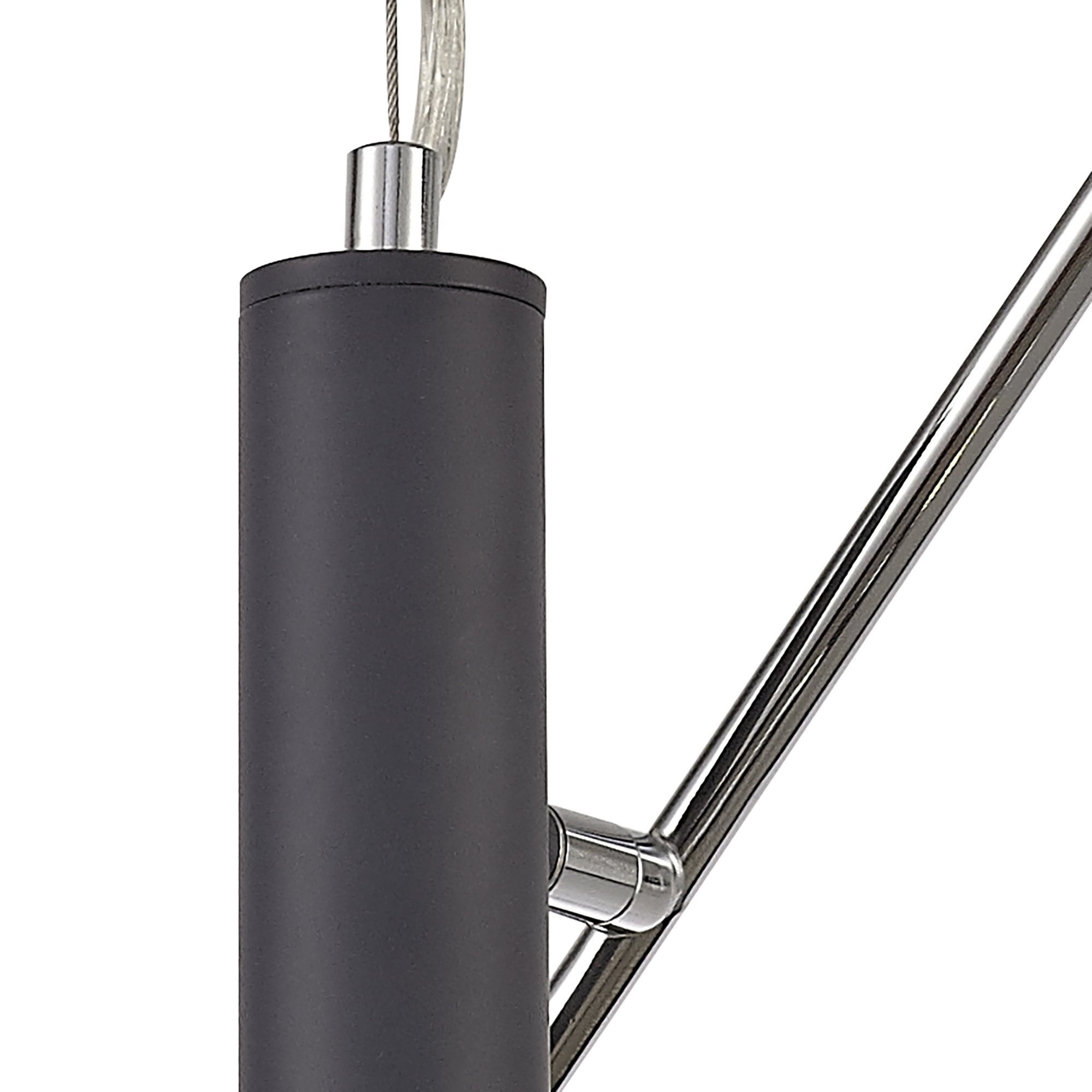 NL81179 Nivarna 4 Light Adjustable Pendant Matt Grey/Polished Chrome/Cognac