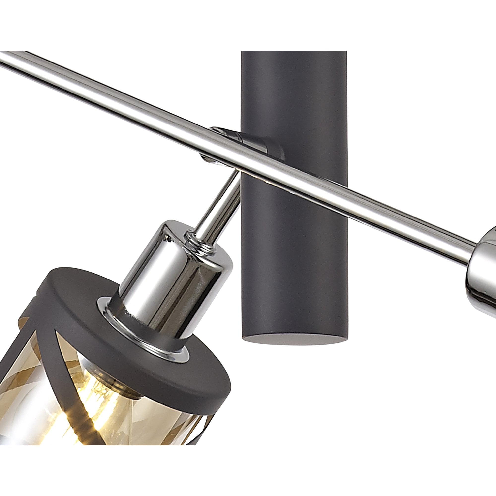 NL81179 Nivarna 4 Light Adjustable Pendant Matt Grey/Polished Chrome/Cognac
