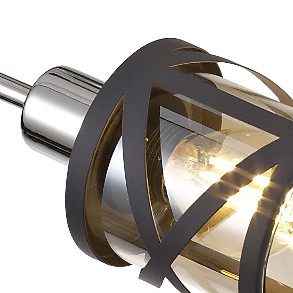 NL81179 Nivarna 4 Light Adjustable Pendant Matt Grey/Polished Chrome/Cognac