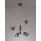 NL81179 Nivarna 4 Light Adjustable Pendant Matt Grey/Polished Chrome/Cognac
