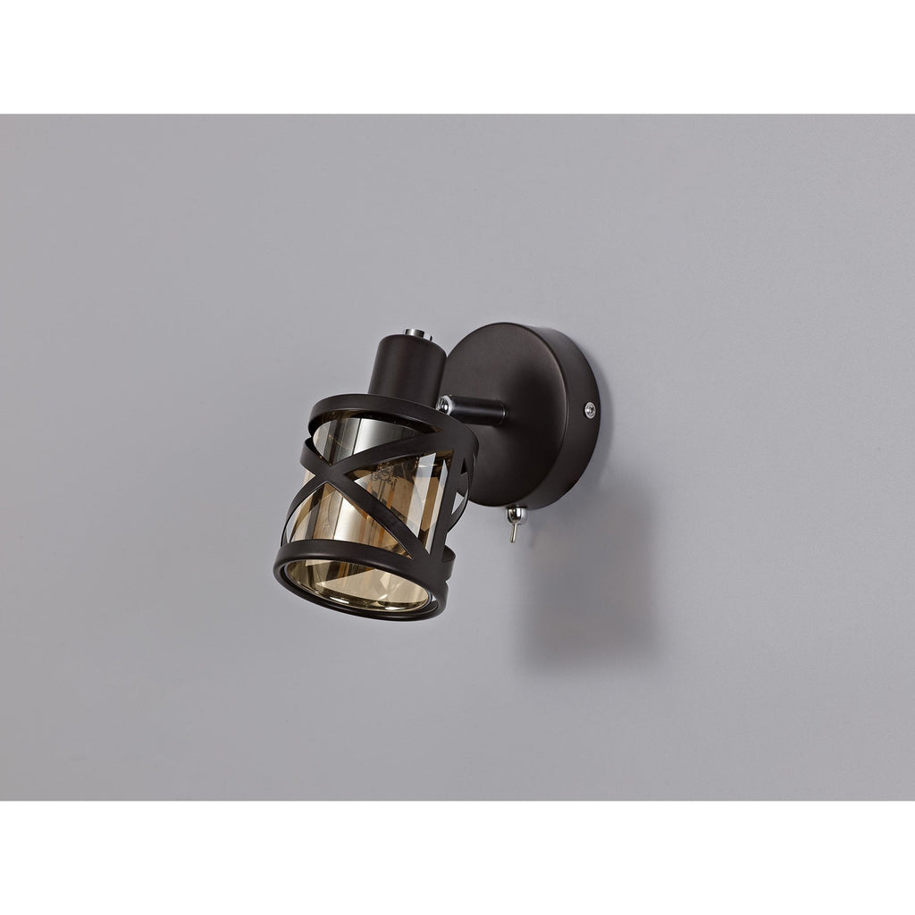 NL81439 Nivarna 1 Light Spot Light Oiled Bronze/Polished Chrome/Amber