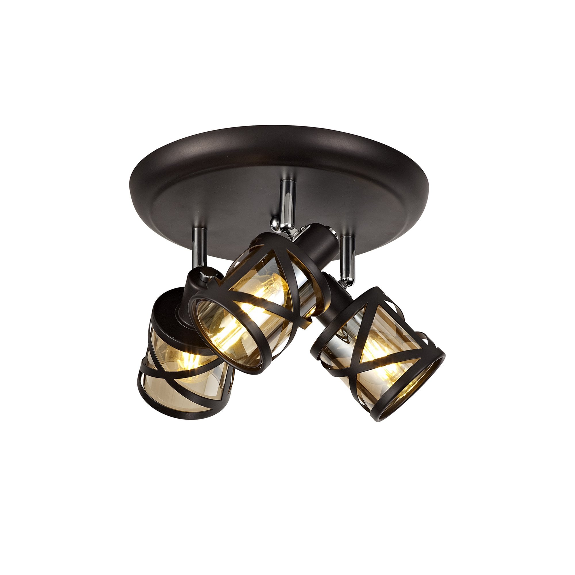 NL81449 Nivarna 3 Light Round Spot Light Oiled Bronze/Polished Chrome/Amber