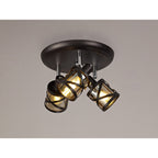 NL81449 Nivarna 3 Light Round Spot Light Oiled Bronze/Polished Chrome/Amber