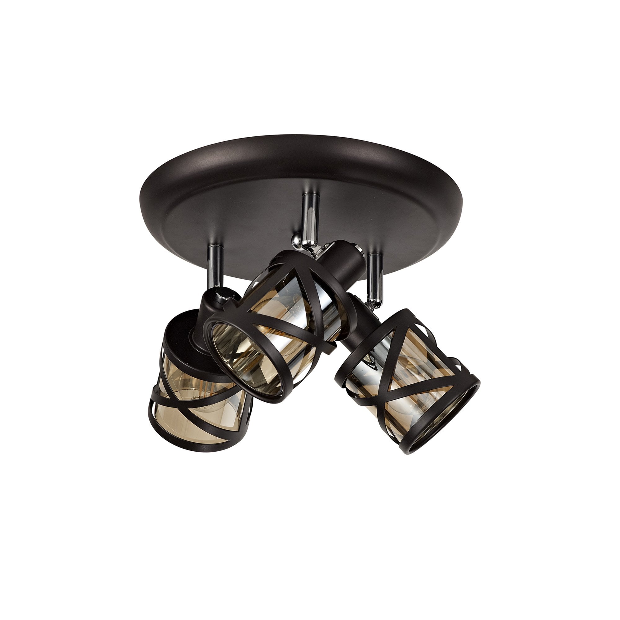 NL81449 Nivarna 3 Light Round Spot Light Oiled Bronze/Polished Chrome/Amber