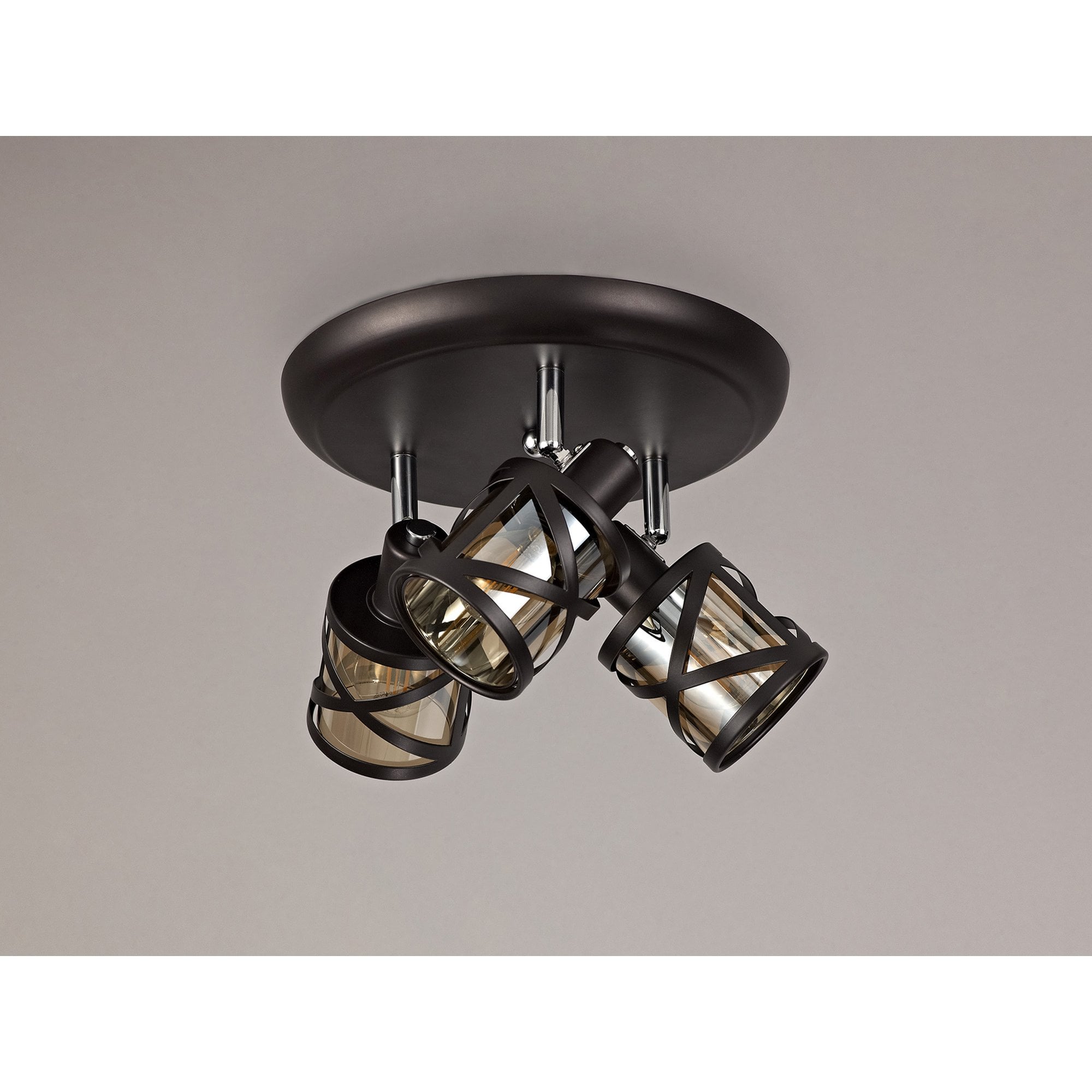 NL81449 Nivarna 3 Light Round Spot Light Oiled Bronze/Polished Chrome/Amber
