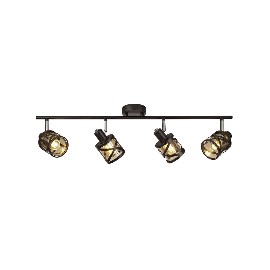 NL81459 Nivarna 4 Light Bar Spot Light Oiled Bronze/Polished Chrome/Amber