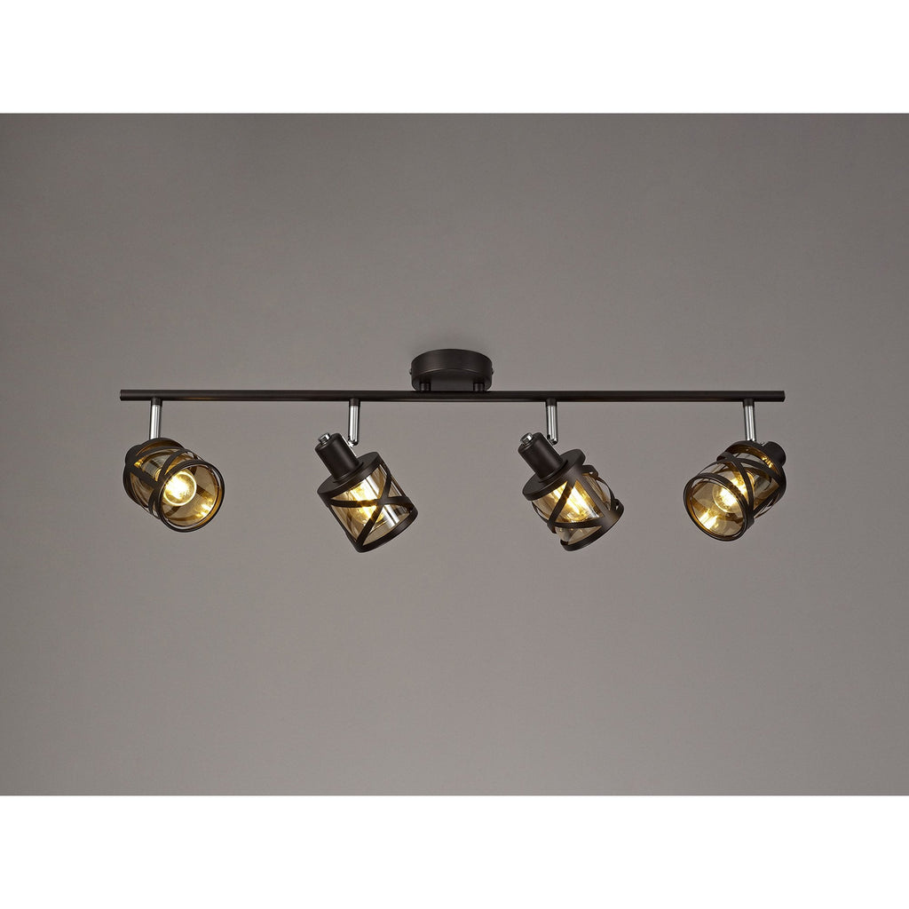 NL81459 Nivarna 4 Light Bar Spot Light Oiled Bronze/Polished Chrome/Amber