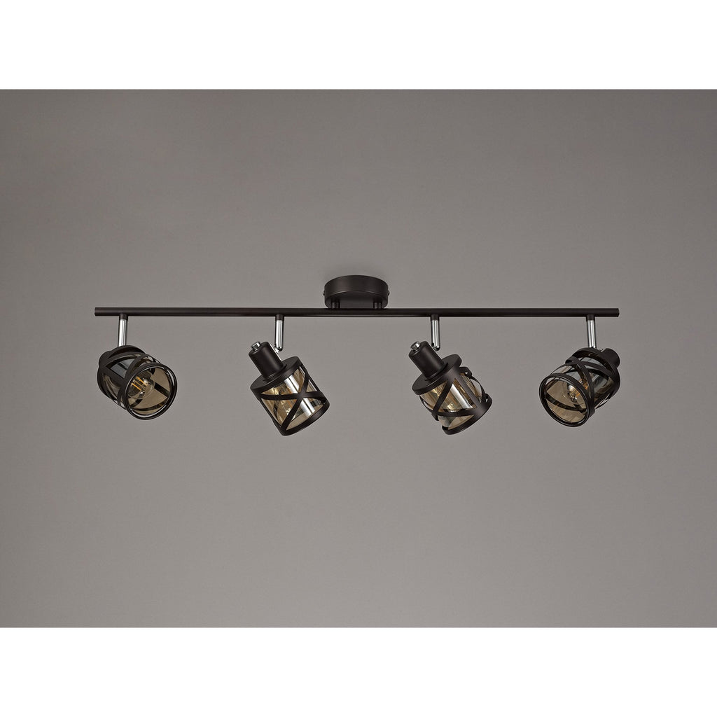 NL81459 Nivarna 4 Light Bar Spot Light Oiled Bronze/Polished Chrome/Amber