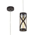 NL81469 Nivarna 1 Light Pendant Oiled Bronze/Polished Chrome/Amber