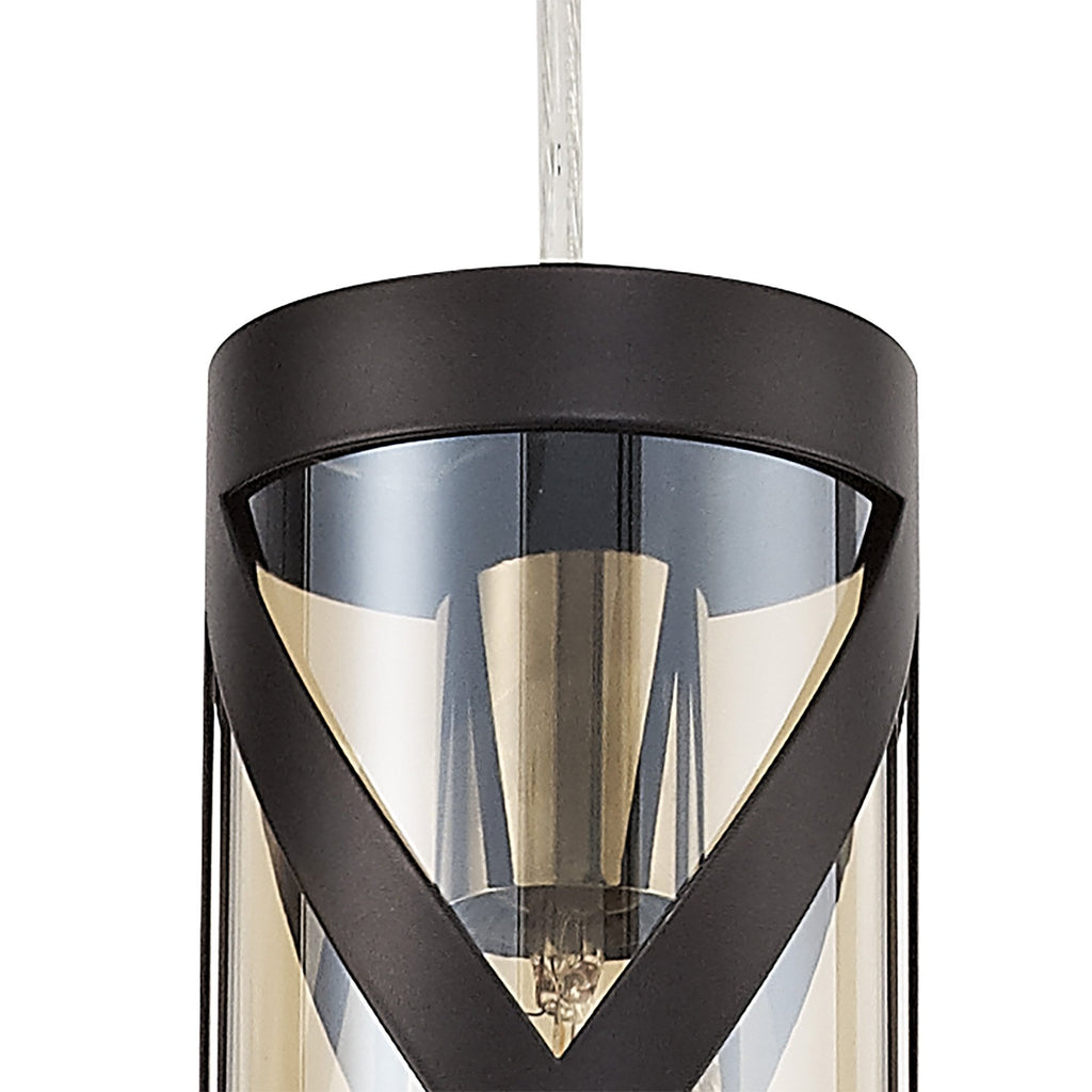 NL81469 Nivarna 1 Light Pendant Oiled Bronze/Polished Chrome/Amber