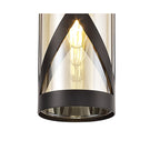 NL81469 Nivarna 1 Light Pendant Oiled Bronze/Polished Chrome/Amber