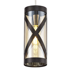 NL81469 Nivarna 1 Light Pendant Oiled Bronze/Polished Chrome/Amber