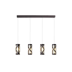 NL81479 Nivarna 4 Light Bar Linear Pendant Oiled Bronze/Polished Chrome/Amber