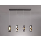 NL81479 Nivarna 4 Light Bar Linear Pendant Oiled Bronze/Polished Chrome/Amber