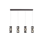 NL81479 Nivarna 4 Light Bar Linear Pendant Oiled Bronze/Polished Chrome/Amber