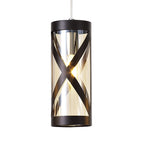 NL81479 Nivarna 4 Light Bar Linear Pendant Oiled Bronze/Polished Chrome/Amber