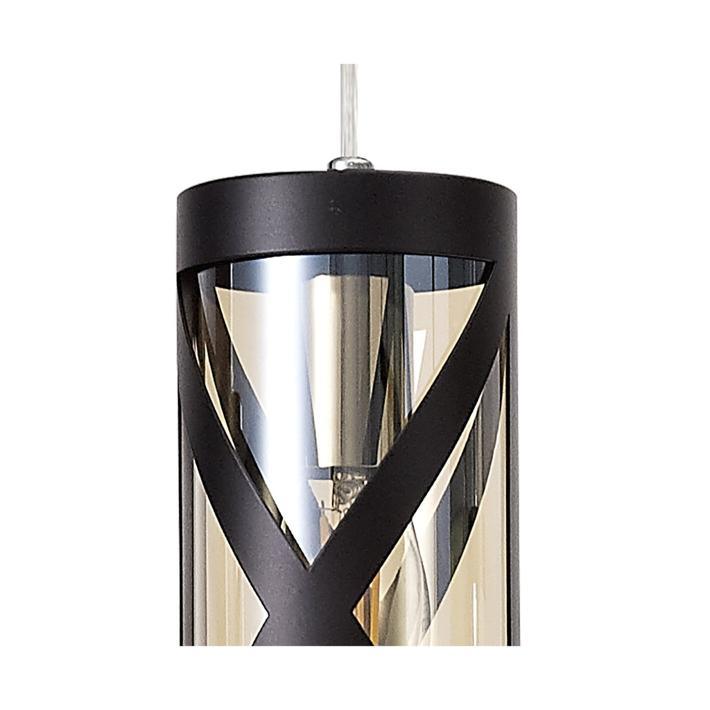 NL81479 Nivarna 4 Light Bar Linear Pendant Oiled Bronze/Polished Chrome/Amber