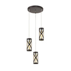 NL81489 Nivarna 3 Light Round Pendant Oiled Bronze/Polished Chrome/Amber