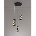 NL81489 Nivarna 3 Light Round Pendant Oiled Bronze/Polished Chrome/Amber