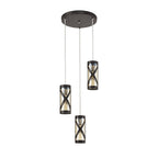 NL81489 Nivarna 3 Light Round Pendant Oiled Bronze/Polished Chrome/Amber