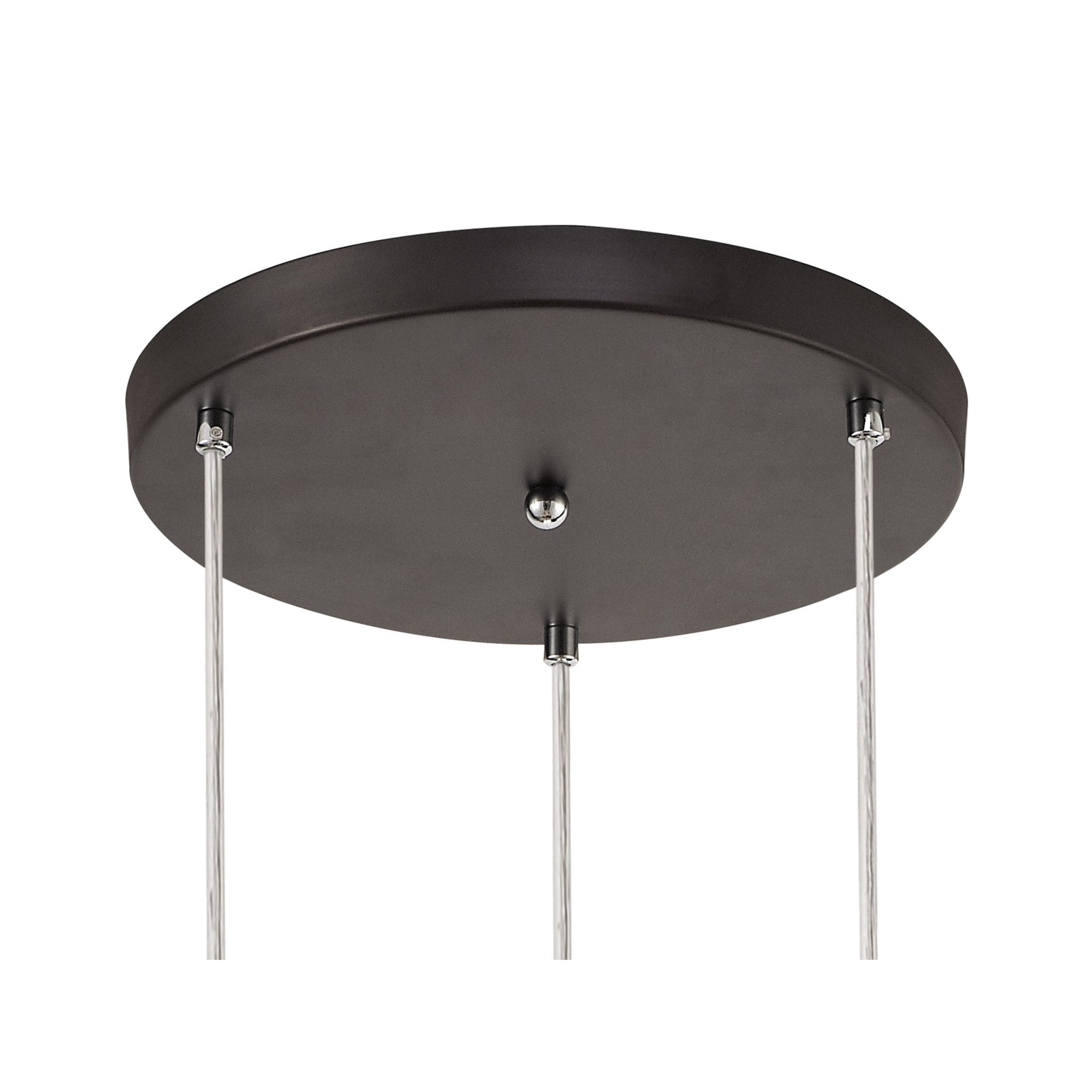NL81489 Nivarna 3 Light Round Pendant Oiled Bronze/Polished Chrome/Amber