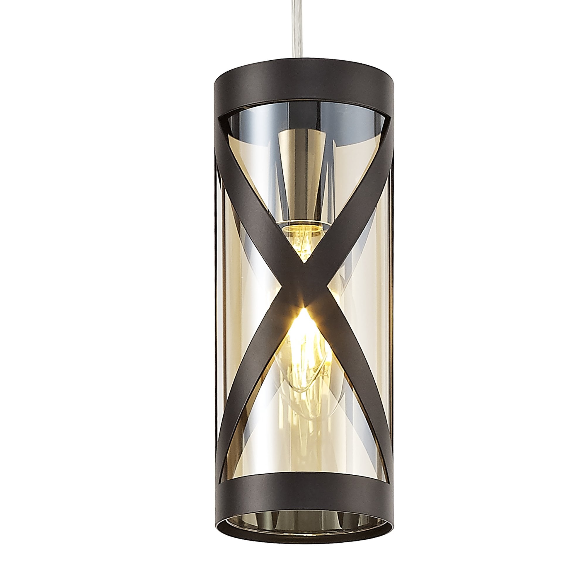 NL81489 Nivarna 3 Light Round Pendant Oiled Bronze/Polished Chrome/Amber