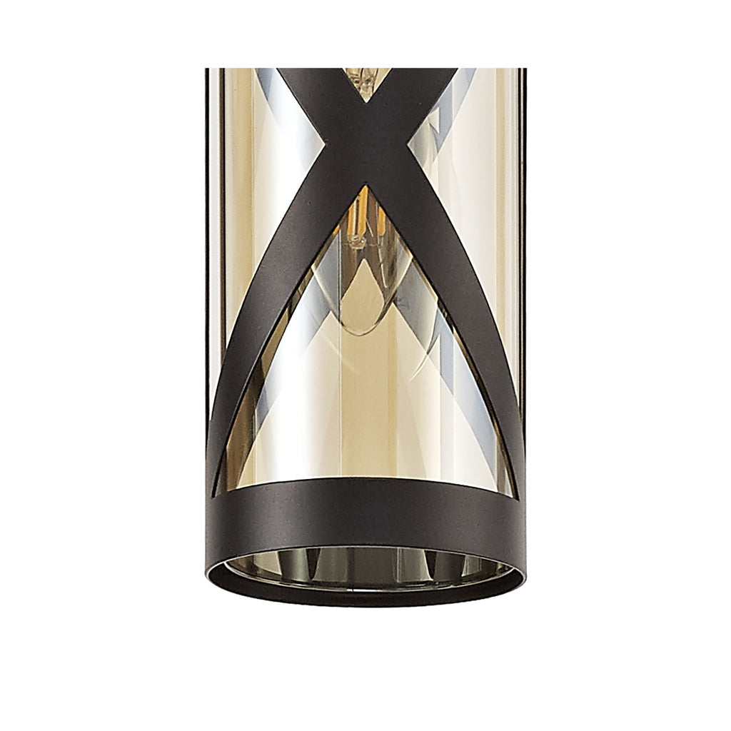 NL81489 Nivarna 3 Light Round Pendant Oiled Bronze/Polished Chrome/Amber