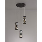 NL81489 Nivarna 3 Light Round Pendant Oiled Bronze/Polished Chrome/Amber