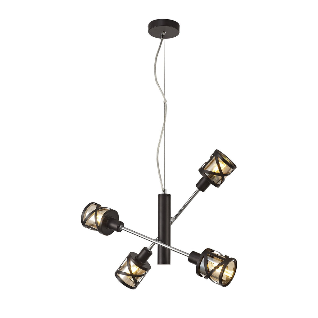 NL81499 Nivarna 4 Light Adjustable Pendant Oiled Bronze/Polished Chrome/Amber