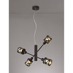 NL81499 Nivarna 4 Light Adjustable Pendant Oiled Bronze/Polished Chrome/Amber