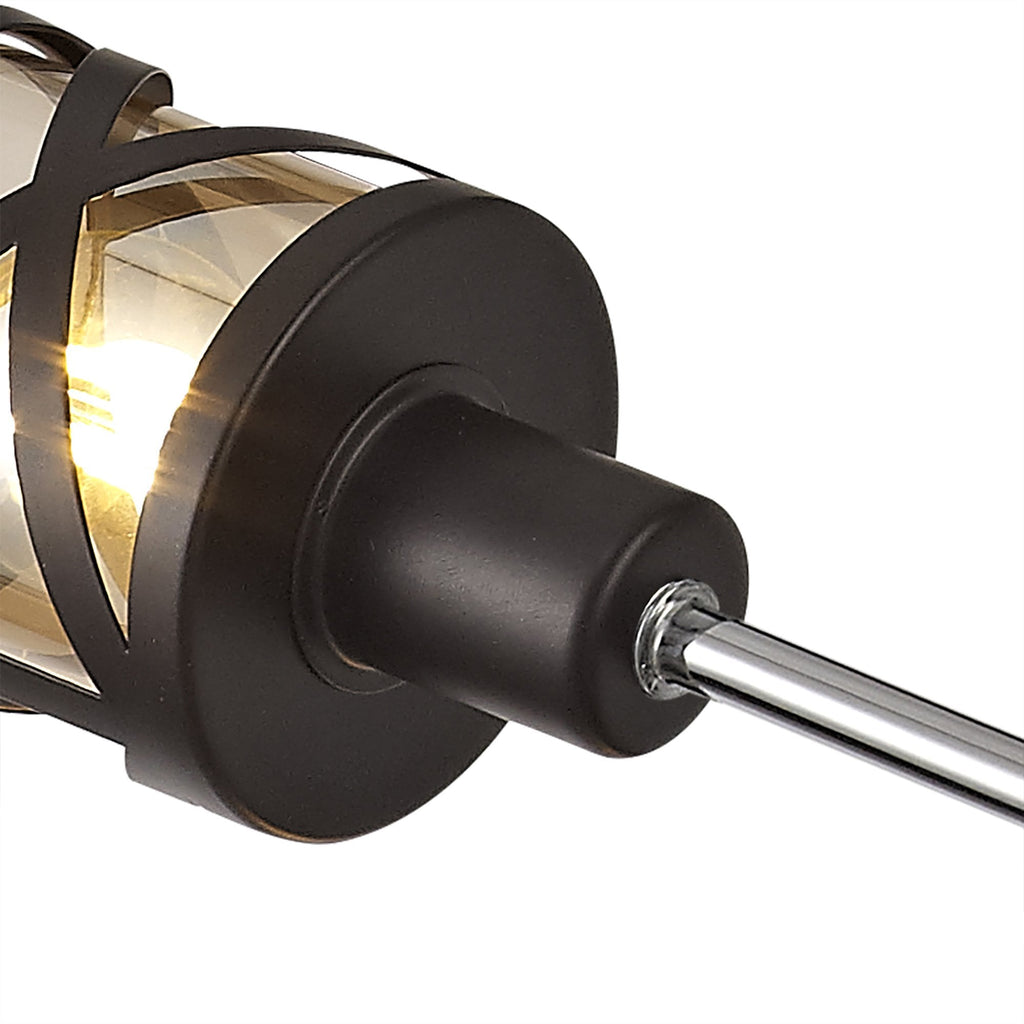 NL81499 Nivarna 4 Light Adjustable Pendant Oiled Bronze/Polished Chrome/Amber