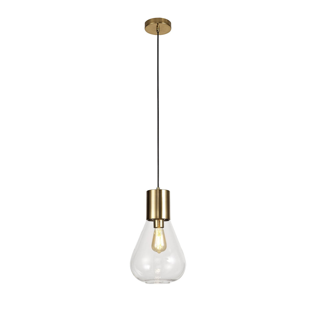 NL81339 Olivia Narrow Pendant 1 Light Ancient Brass/Clear Glass