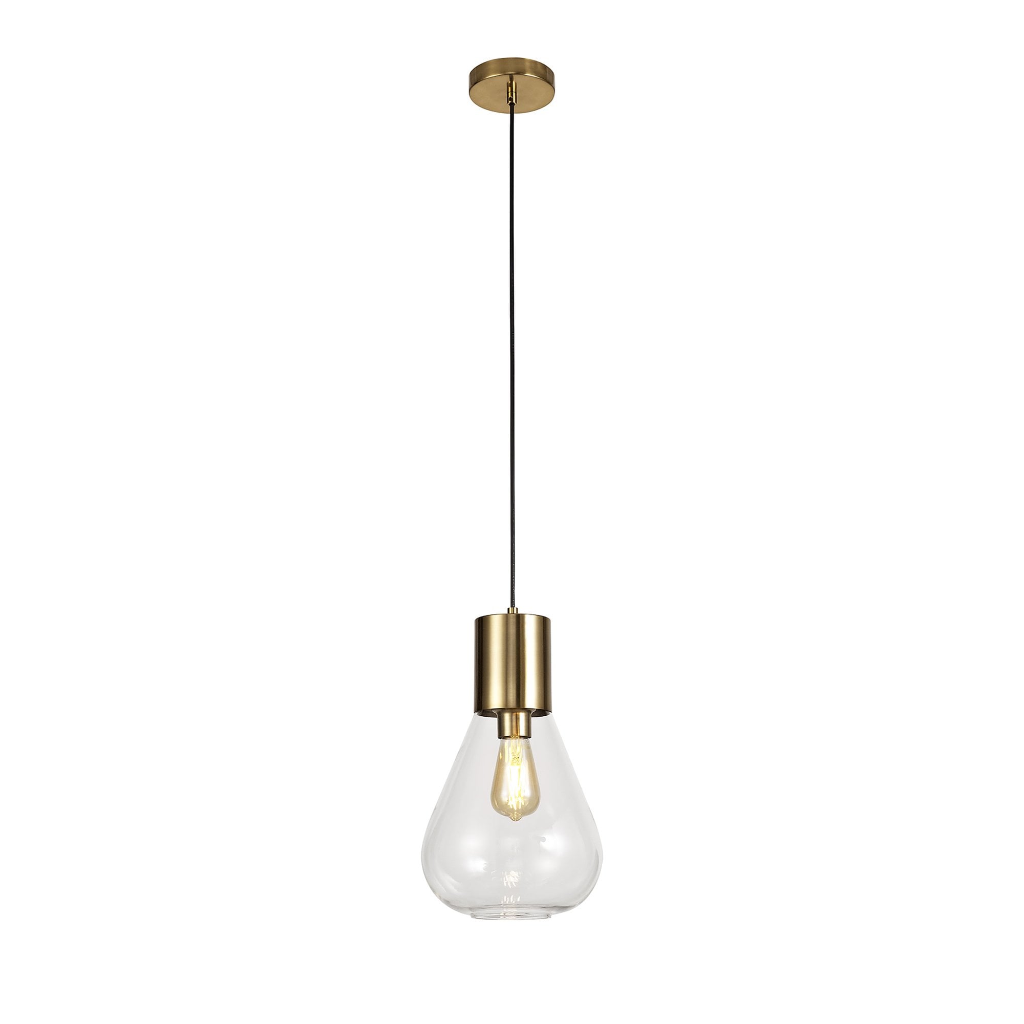 NL81339 Olivia Narrow Pendant 1 Light Ancient Brass/Clear Glass
