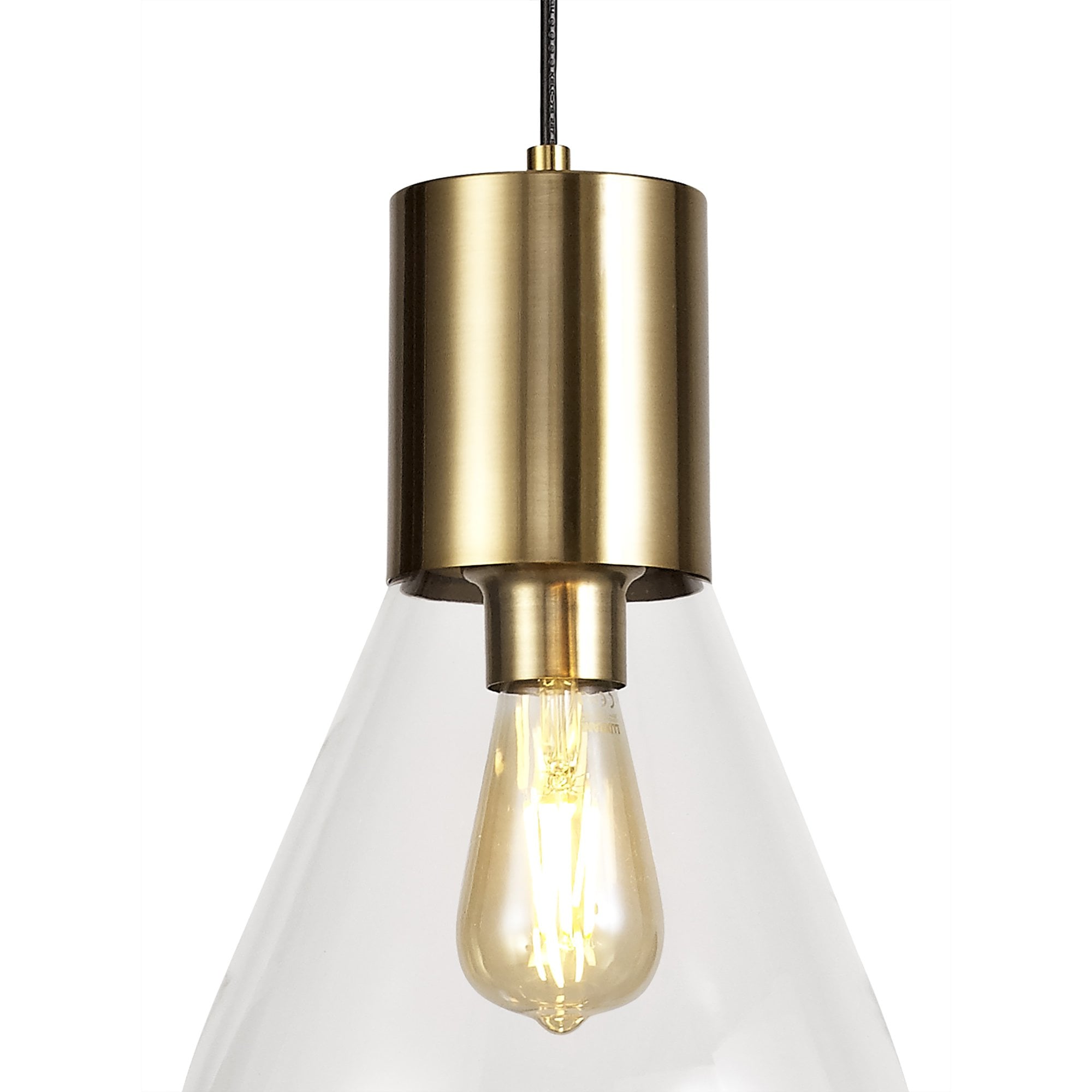 NL81339 Olivia Narrow Pendant 1 Light Ancient Brass/Clear Glass