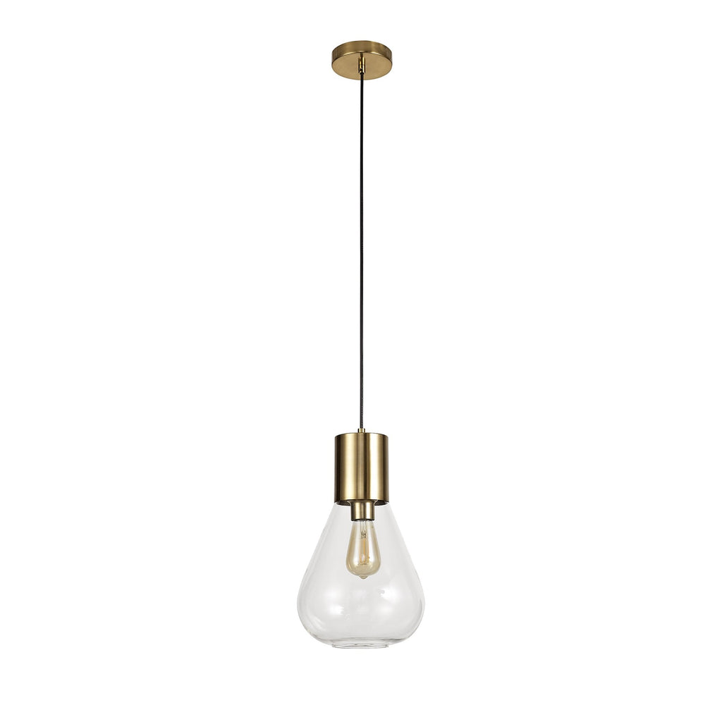 NL81339 Olivia Narrow Pendant 1 Light Ancient Brass/Clear Glass
