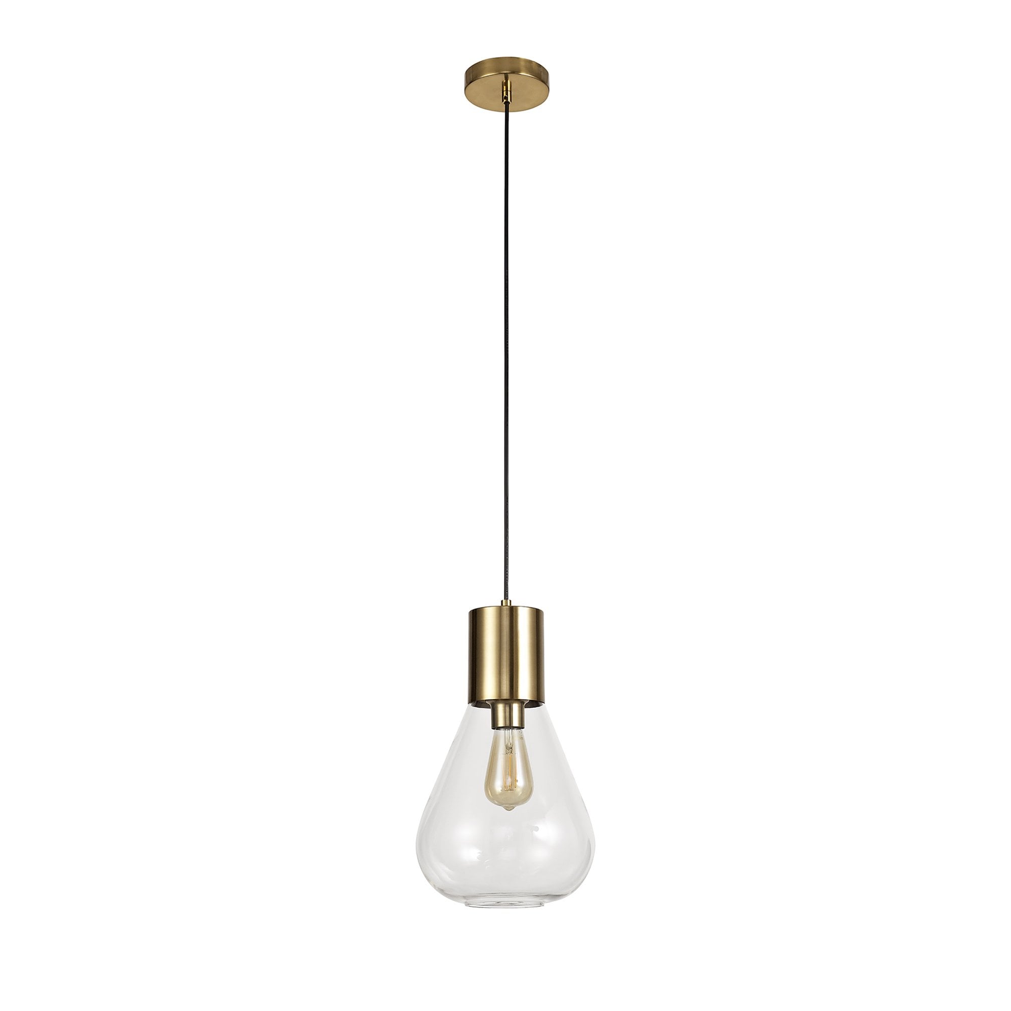 NL81339 Olivia Narrow Pendant 1 Light Ancient Brass/Clear Glass